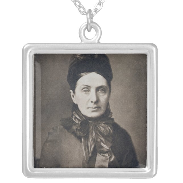 Portrait of Isabella Bird Bishop Silver Plated Necklace (Front)
