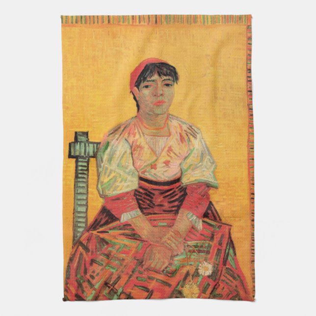 Portrait of Italian Woman by Vincent van Gogh Kitchen Towel (Vertical)