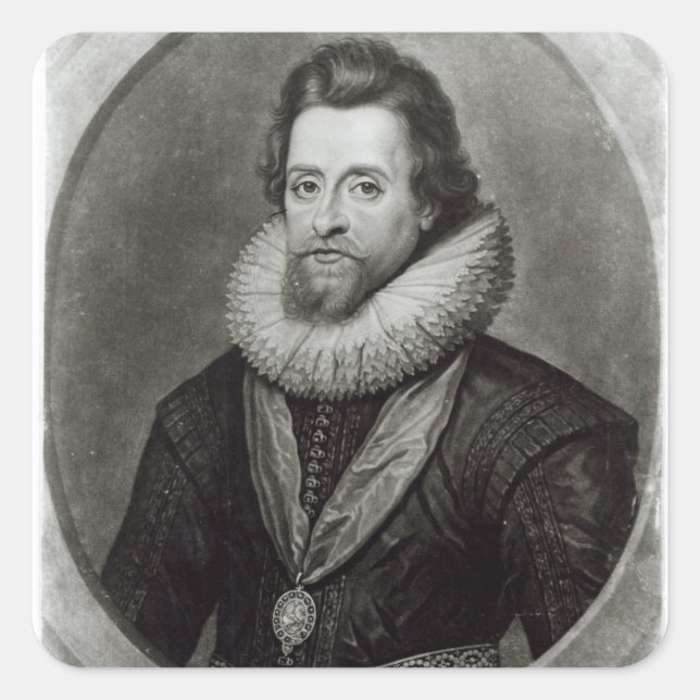 Portrait of James I  after a miniature by Square Sticker (Front)