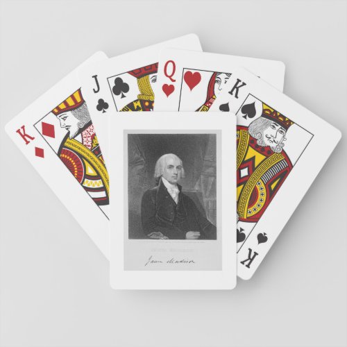 Portrait of James Madison engraved by William A Poker Cards