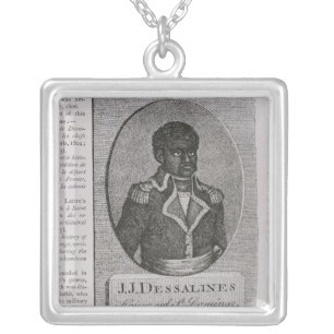 Portrait of Jean-Jacques Dessalines Silver Plated Necklace