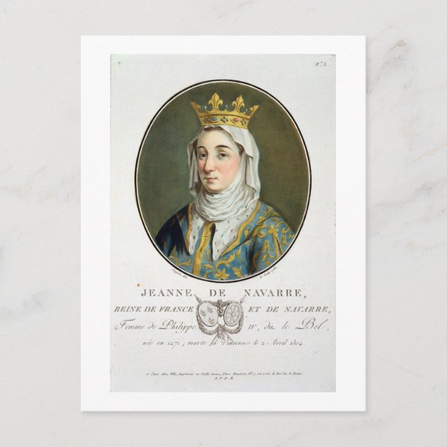 Portrait of Jeanne de Navarre (1271-1304), 1788 (c Postcard (Front)