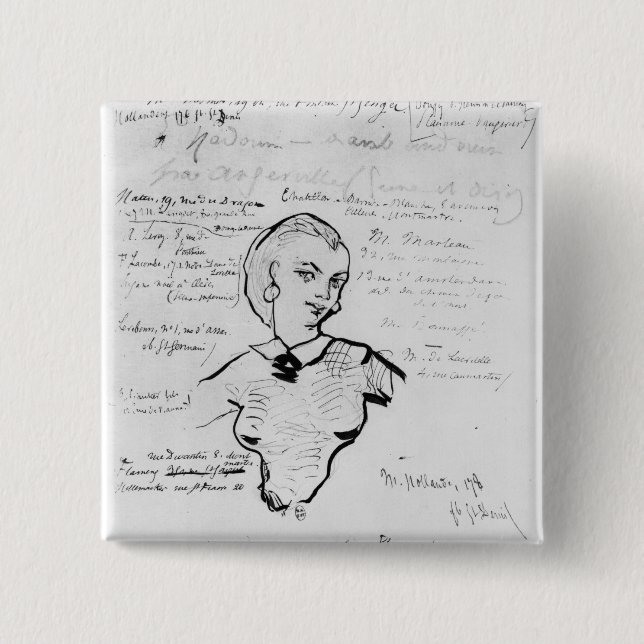 Portrait of Jeanne Duval Pinback Button (Front)