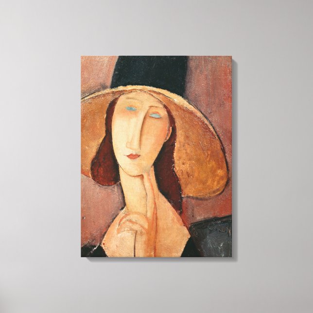 Portrait of Jeanne Hebuterne in a large hat Canvas Print (Front)