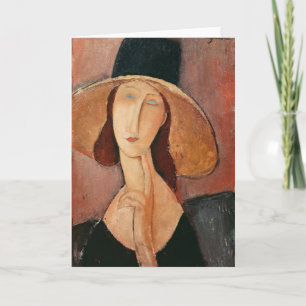 Portrait of Jeanne Hebuterne in a large hat Card