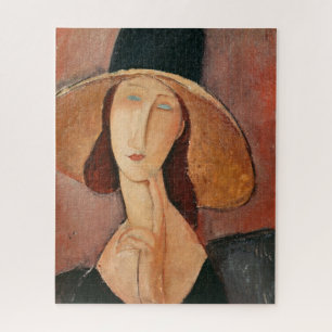 Portrait of Jeanne Hebuterne in a large hat Jigsaw Puzzle