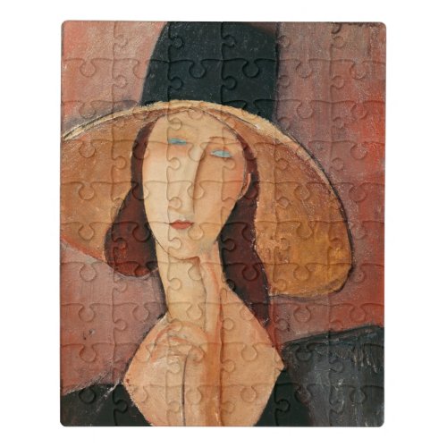 Portrait of Jeanne Hebuterne in a large hat Jigsaw Puzzle