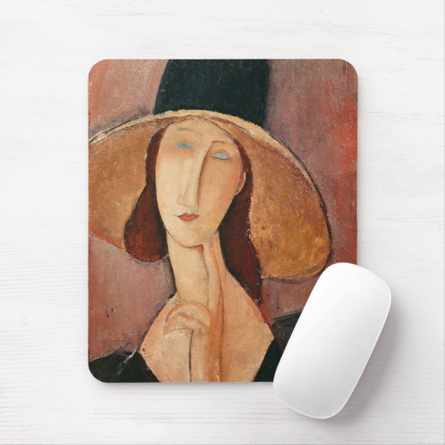 Portrait of Jeanne Hebuterne in a large hat Mouse Pad (With Mouse)