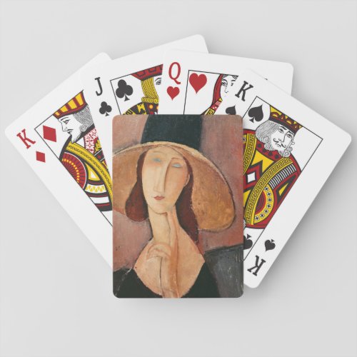 Portrait of Jeanne Hebuterne in a large hat Playing Cards