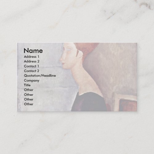 Portrait Of Jeanne Hébuterne In Dark Clothes Business Card Template