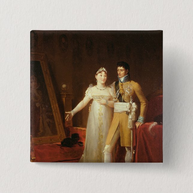 Portrait of Jerome Bonaparte  and his wife Pinback Button (Front)