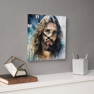 Portrait of Jesus Square Wall Clock