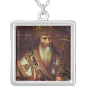 Portrait of Joachim, Patriarch of Moscow Silver Plated Necklace