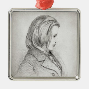 Portrait of Johanes Brahms  aged Twenty, 1853 Metal Ornament