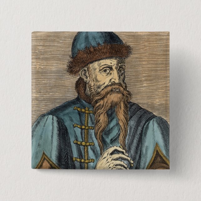 Portrait of Johannes Gutenberg 2 Button (Front)