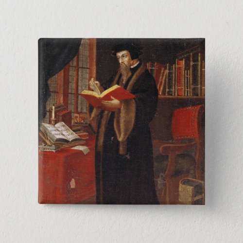 Portrait of John Calvin Pinback Button