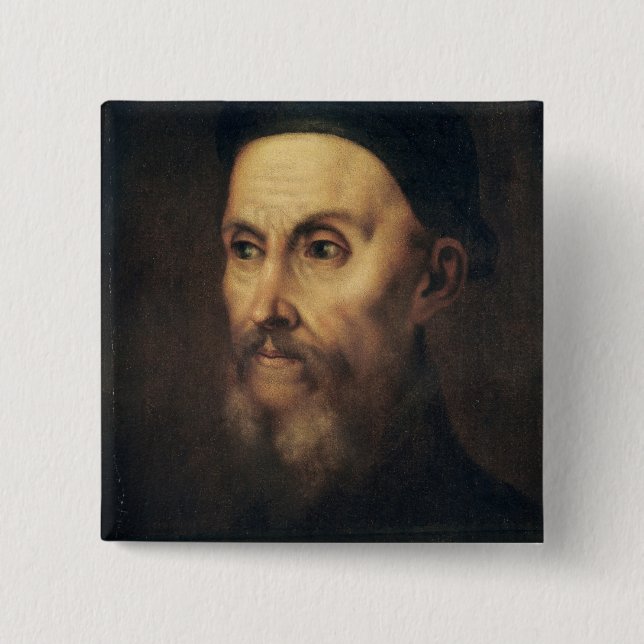 Portrait of John Calvin Pinback Button (Front)