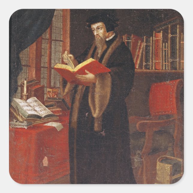 Portrait of John Calvin Square Sticker (Front)