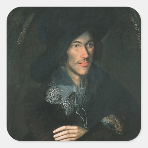 Portrait of John Donne c1595 Square Sticker