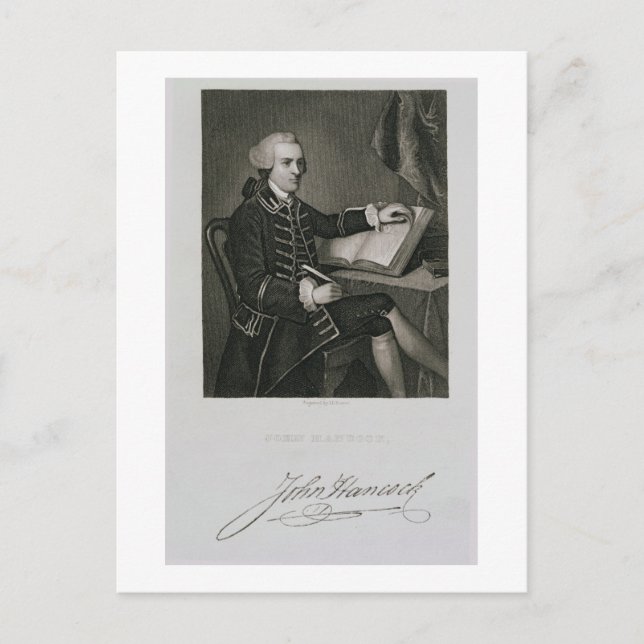 Portrait of John Hancock, engraved by John B. Forr Postcard (Front)