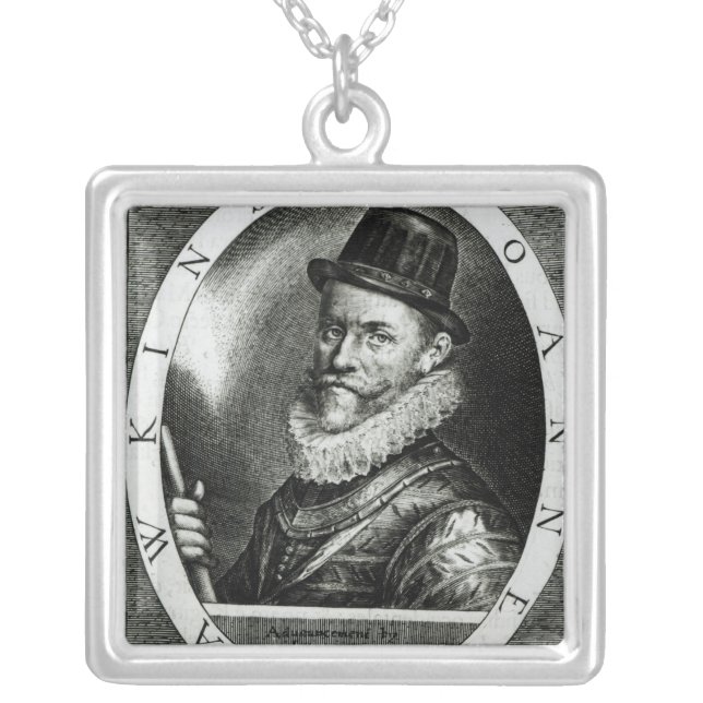 Portrait of John Hawkins Silver Plated Necklace (Front)