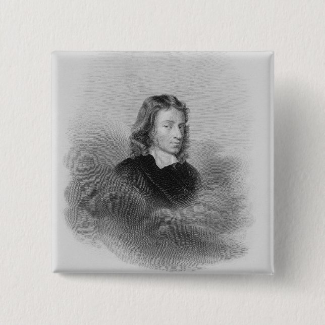 Portrait of John Milton (1608-74) engraved by the Pinback Button (Front)