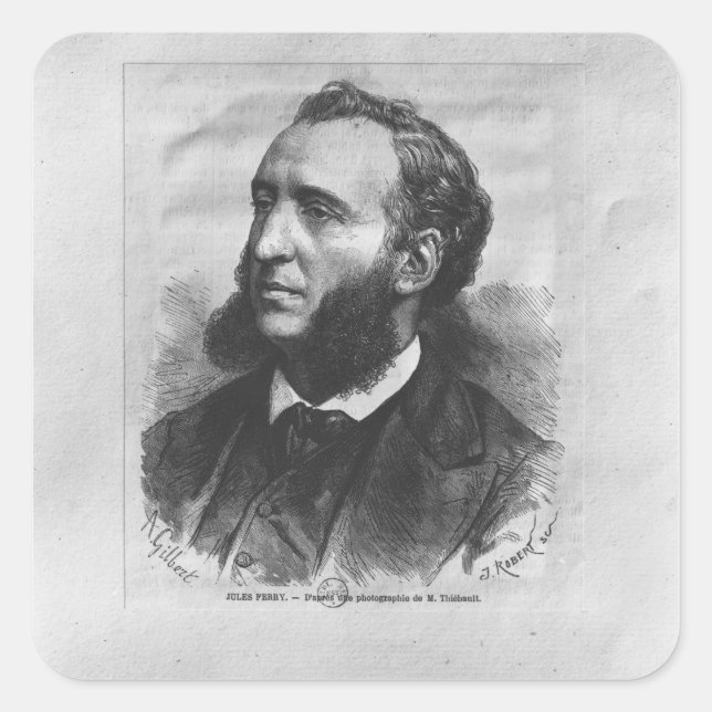 Portrait of Jules Ferry Square Sticker (Front)