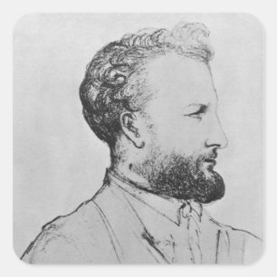 Portrait of Jules Verne d Square Sticker
