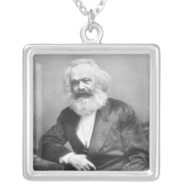 Portrait of Karl Marx Silver Plated Necklace (Front)