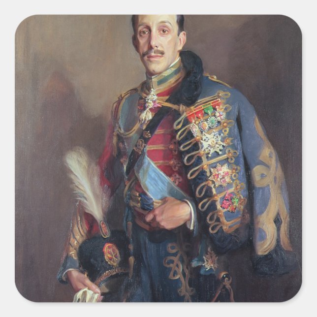 Portrait of King Alfonso XIII of Spain , 1927 Square Sticker (Front)