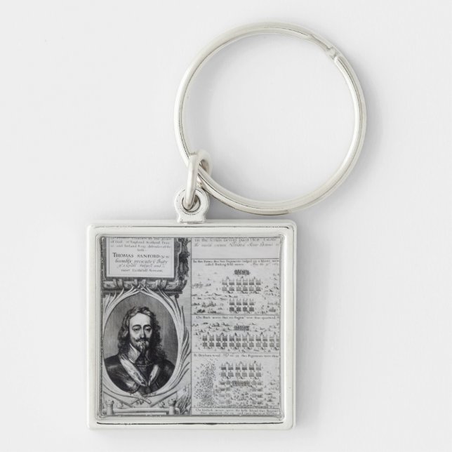 Portrait of King Charles I with diagrams Keychain (Front)