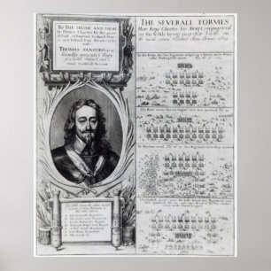 Portrait of King Charles I with diagrams Poster