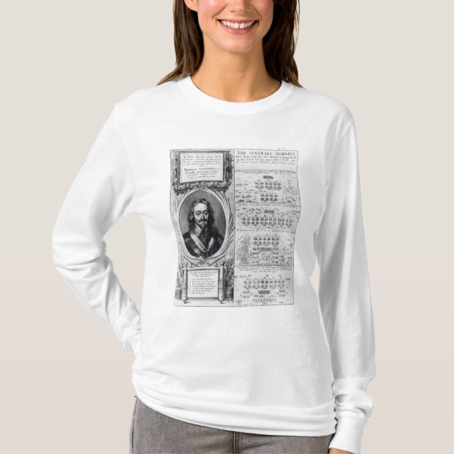 Portrait of King Charles I with diagrams T-Shirt (Front)