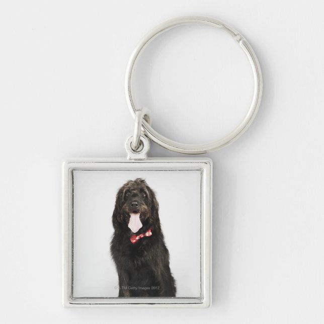 Portrait of Labradoodle dog Keychain (Front)
