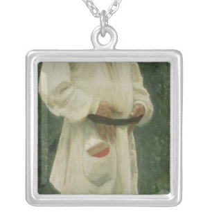 Portrait of Lev Tolstoy 1901 Silver Plated Necklace