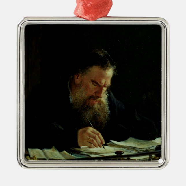 Portrait of Lev Tolstoy Metal Ornament (Front)