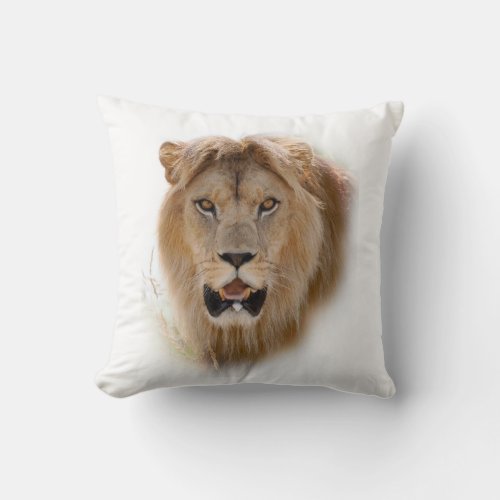 Portrait of lion throw pillow