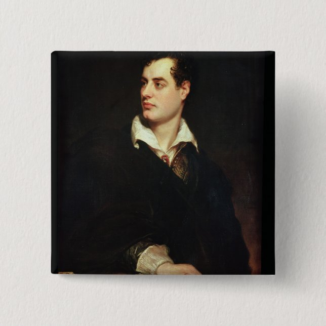 Portrait of Lord Byron (1788-1824) (oil on canvas) Button (Front)