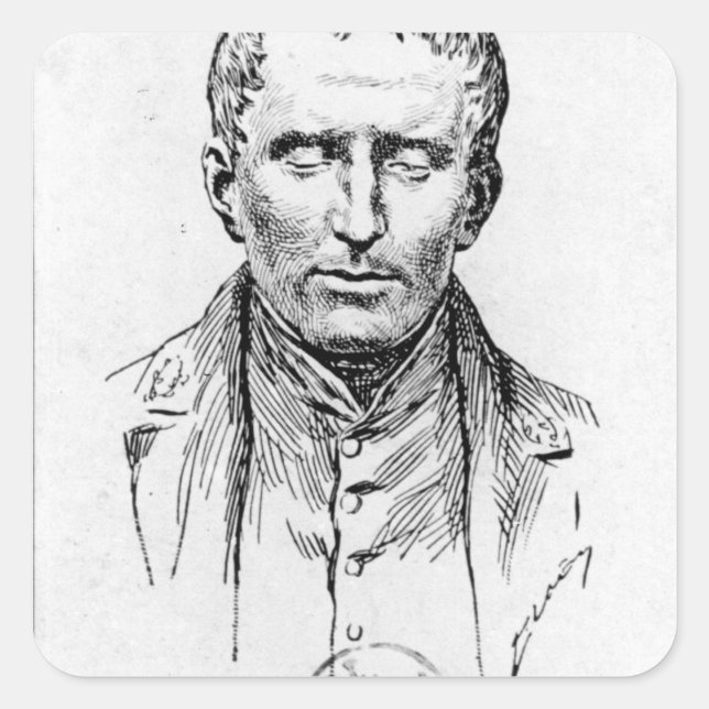 Portrait of Louis Braille Square Sticker (Front)