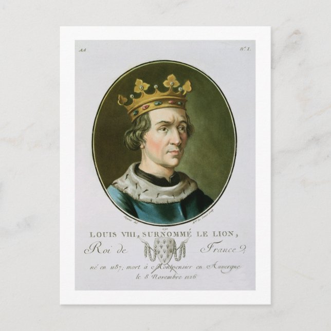 Portrait of Louis VIII, Called 'Le Lion', King of Postcard (Front)