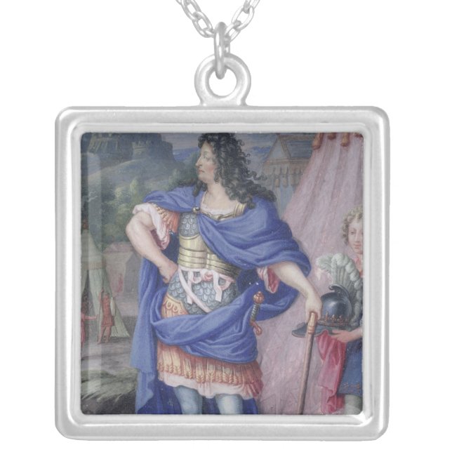 Portrait of Louis XIV  King of France Silver Plated Necklace (Front)