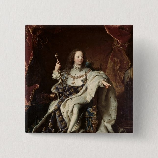 Portrait of Louis XV  in Coronation Robes, 1715 Pinback Button (Front)
