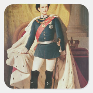 Portrait of Ludwig II of Bavaria in uniform Square Sticker