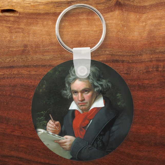 Portrait of Ludwig van Beethoven Classical Music Keychain (Front)