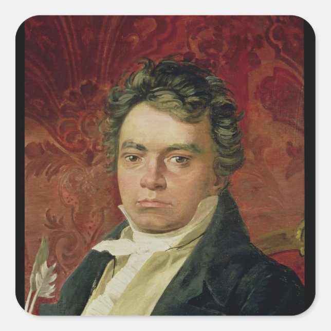 Portrait of Ludwig Van Beethoven Square Sticker (Front)