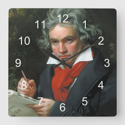 Portrait of Ludwig van Beethoven Square Wall Clock