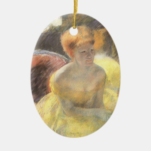 Portrait of Lydia at the Opera by Mary Cassatt Ceramic Ornament (Front)