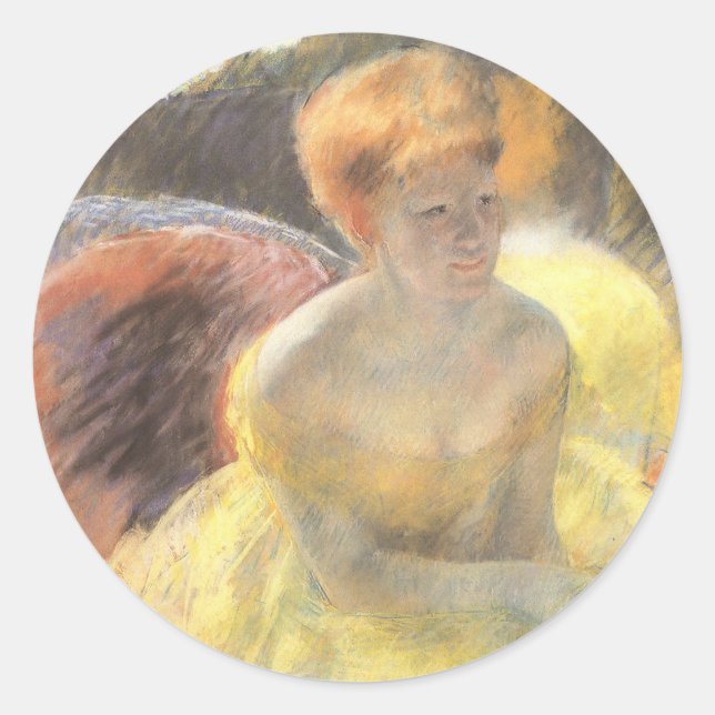 Portrait of Lydia at the Opera by Mary Cassatt Classic Round Sticker (Front)