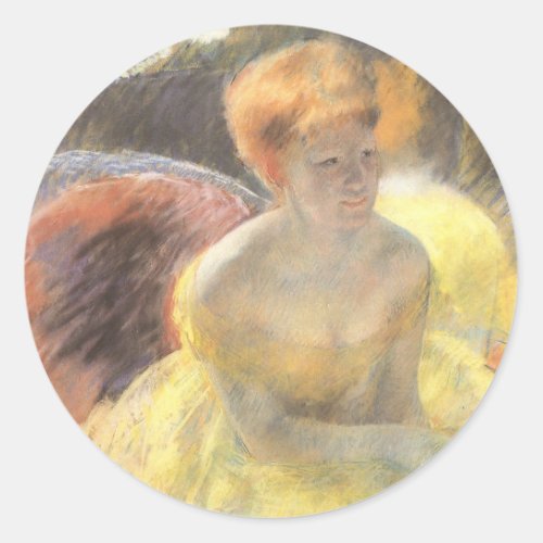 Portrait of Lydia at the Opera by Mary Cassatt Classic Round Sticker