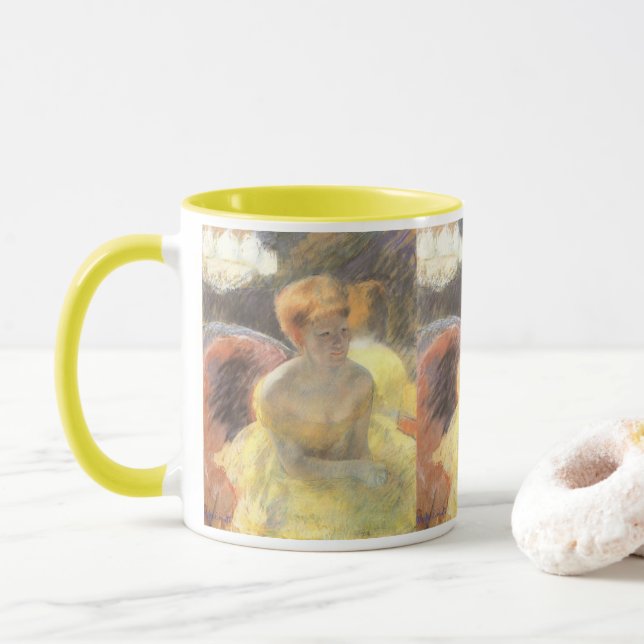 Portrait of Lydia at the Opera by Mary Cassatt Mug (With Donut)